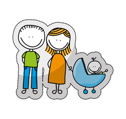 cute little family character icon vector illustration design