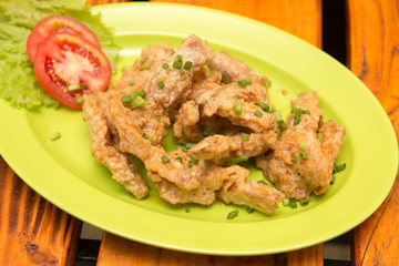 Shrimp prawn fried in salted egg flour butter