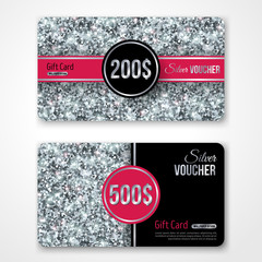 Gift Cards with Silver Foil Texture and Pink Label