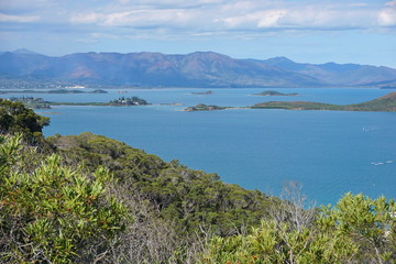View from the Ouen Toro parc, neigbouring islands of Noumea city, Grande Terre, New Caledonia, south Pacific
