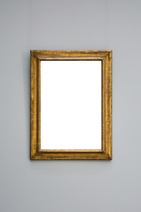 Art Museum Frame Blue Wall Ornate Minimal Design White Isolated