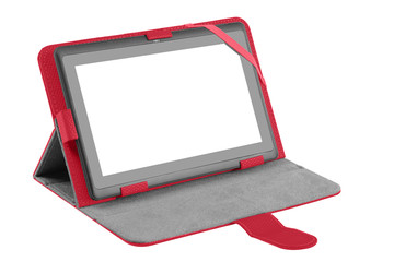 Tablet case etui red pink open front with tablet