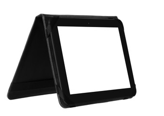 Tablet etui cover black open front standing left side with black