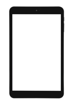 Tablet black isolated front straight
