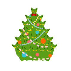 cats Christmas tree. Spruce of pet. fir-tree from cat. New Year