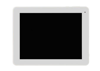 Tablet white with black screen front straight