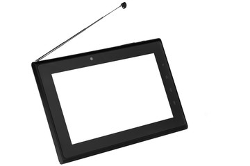 Tablet black front left side on white background