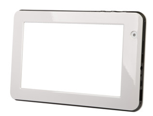 Tablet metal silver with black and white smooth front left side