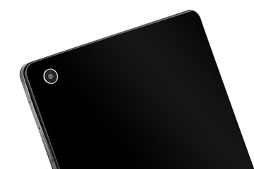 Tablet black rectangle back close up camera