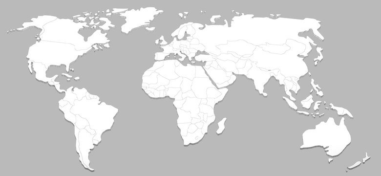Fototapeta extrude world map 3d rendering