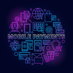 Fototapeta na wymiar Mobile payments circular blue sign