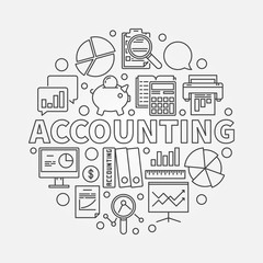 Fototapeta na wymiar Accounting round linear illustration