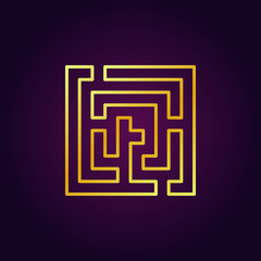 Labyrinth abstract gold icon