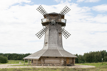 Retro image of a wooden windmill