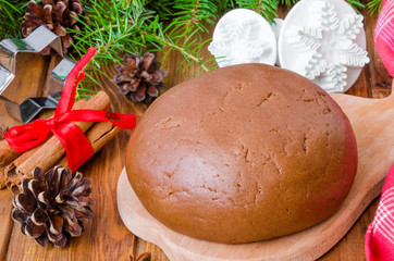Gingerbread dough for Christmas cookies and Happy New Year