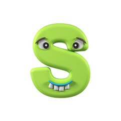 Colorful Comic alphabet character. Letter S isolated on white background. 3d rendering