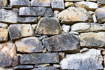 pattern gray color of modern style design decorative uneven cracked real stone wall surface with cement.