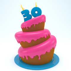Birthday cake with number thirty