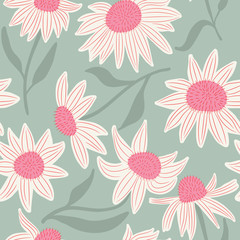 Obraz premium Beauty flowers vector seamless pattern.