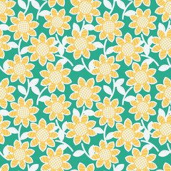 Sunflowers vector seamless pattern