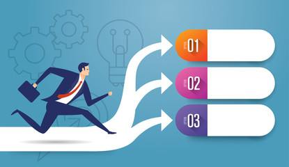 Businessman running. Infographic design vector.