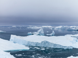 glaciers are melting on arctic ocean in Greenland
