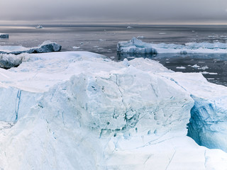 glaciers are melting on arctic ocean in Greenland