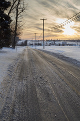 Winter sunset in Amish Country, Quarryville, Lancaster County, Pennsylvania, USA