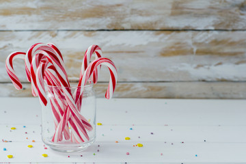 Candy canes in glass