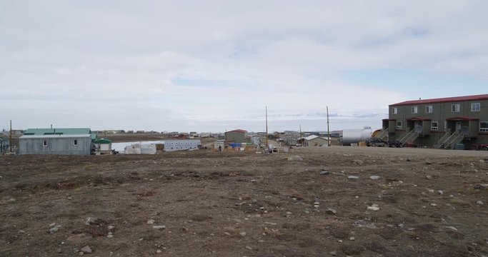 Pan of downtown Pond Inlet in Summer