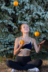 young girl resting sitting on the grass