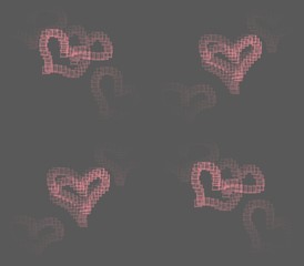 seamless pattern on a gray background painted pink hearts