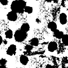 Seamless pattern with hand drawn abstract ink texture with grunge polka dot. Black and white endless vector background.