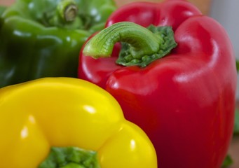  Red Yellow and Green Whole Raw Bell Peppers