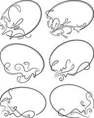 Beautiful set of six decorative oval vector frames