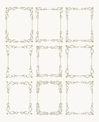 Set of 9 calligraphic vector vintage frames. Decoration, ornate