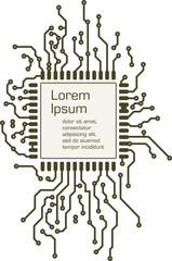 Background in PCB-layout style, decorative technique frame with
