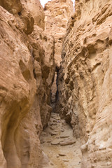 The rock and sand canyon in the Timna Park, Israel