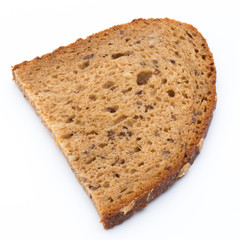 Slices of rye bread isolated on white background.