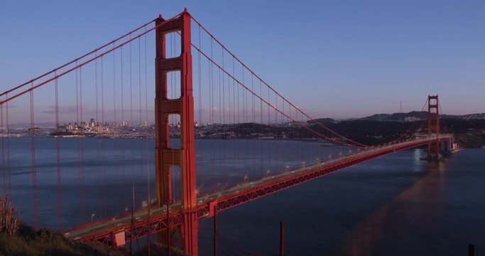 Spectacular Sunset at Golden Gate Bridge. San Francisco's World Famous Landmark.