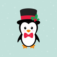 cute penguin with hat