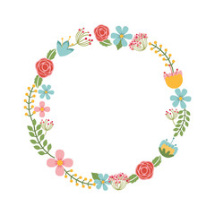 cute floral wreath decorative vector illustration design