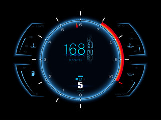 Fototapeta premium Realistic sports car vector speedometer