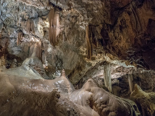 Stalactites and stalagmites in Valporquero's cave (Spain)