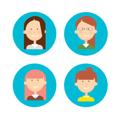 Business People Group Icon Set Woman Businesspeople Team Flat Vector Illustration