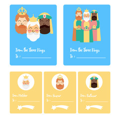 Fototapeta premium Three King Christmas Label Vector Design Set