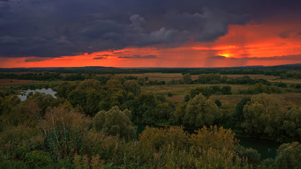 Obraz premium Rural sunset. Russia.