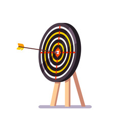 Arrow hitting target mark standing on a tripod