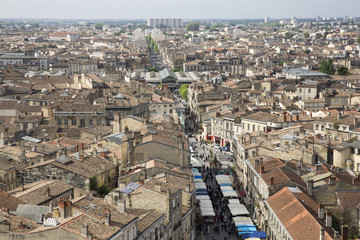 Aerial view of Bordeaux cityscape, France