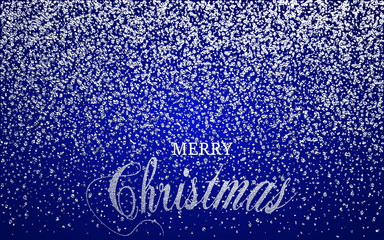Merry Christmas silver glittering lettering design. Vector illustration